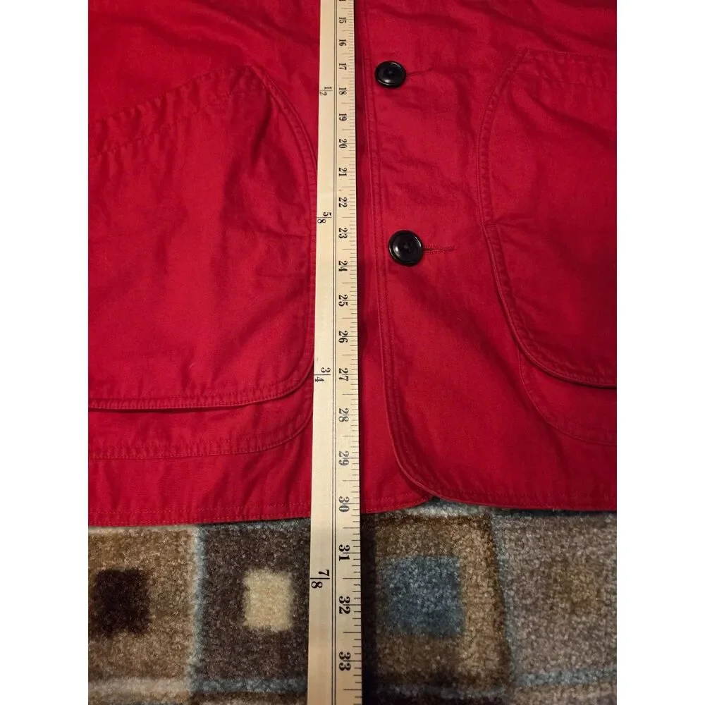 J.Crew Men’s Barn Jacket Red Cotton Canvas Corduroy Collar Plaid Lined M
